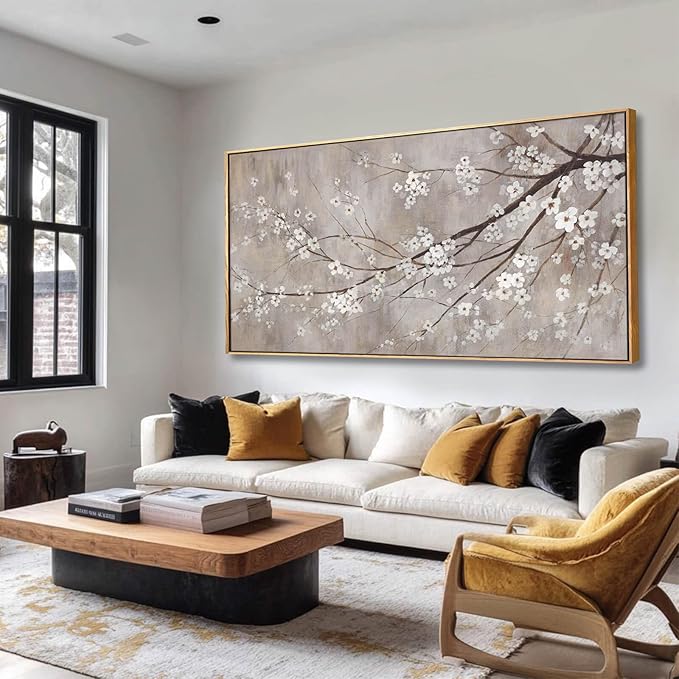Black Line Canvas Pictures Gray Decorative Painting 29"x58" Wood Wall Art Modern Art Print