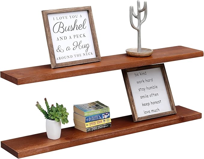 8" Deep Floating Shelves Reclaimed Wood Wall Shelf Pine Wall Mount Shelf (Set of 2