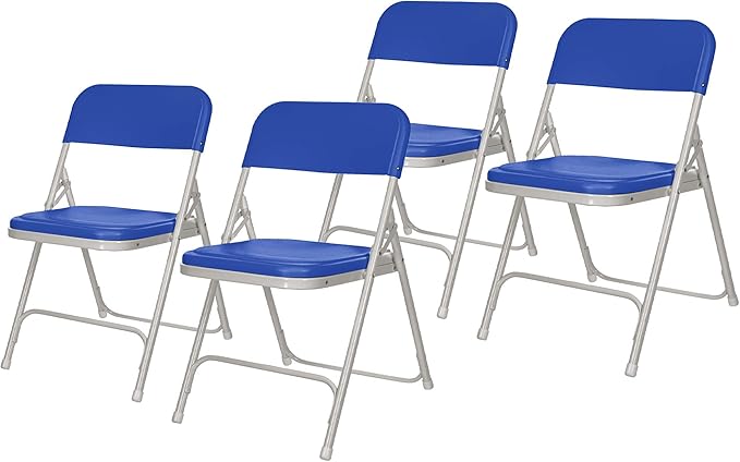Lightweight Plastic Folding Chair – Blue, 500 lb Capacity