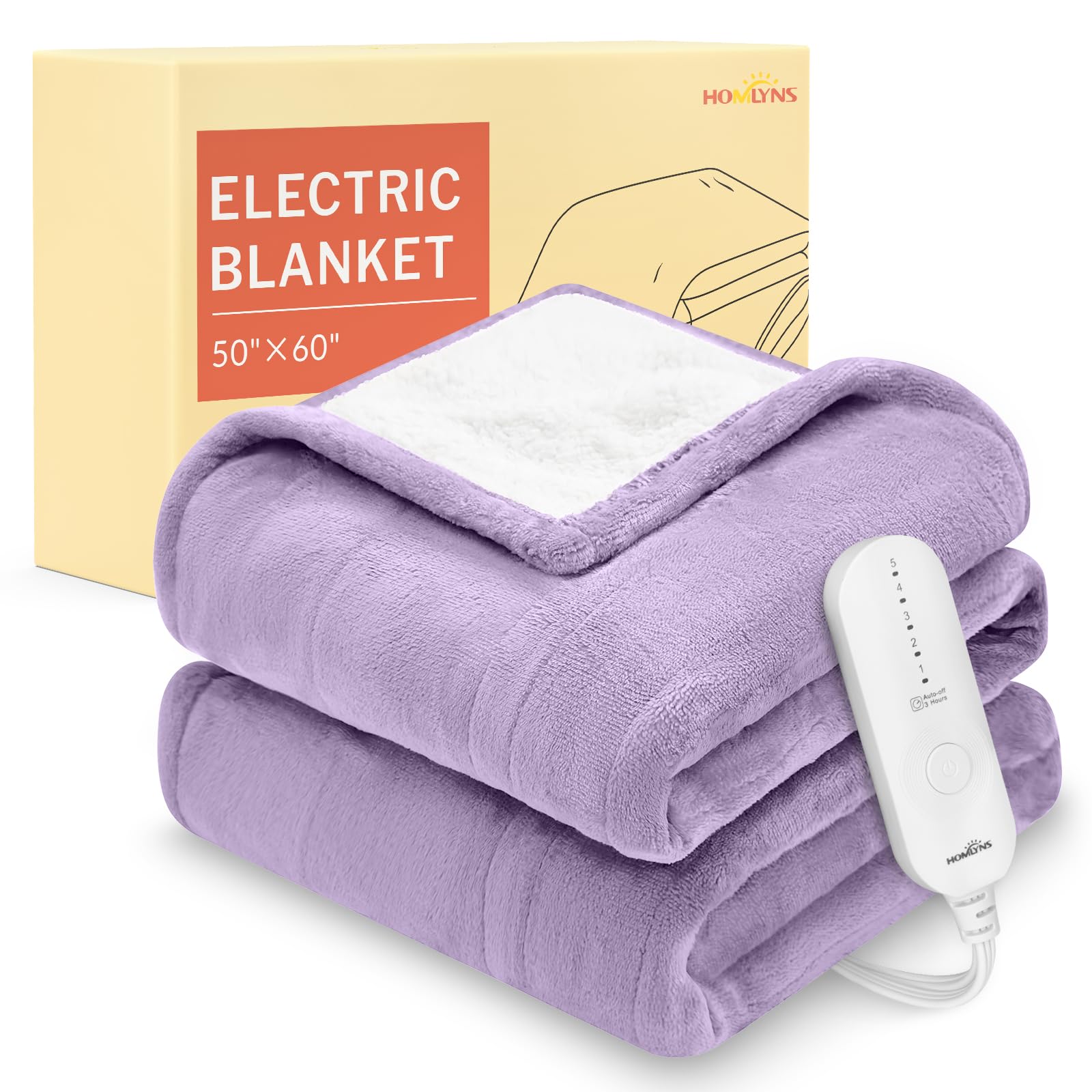 LuxeHeat Heated Blanket Electric Blanket, Soft Flannel Sherpa Heated Throw