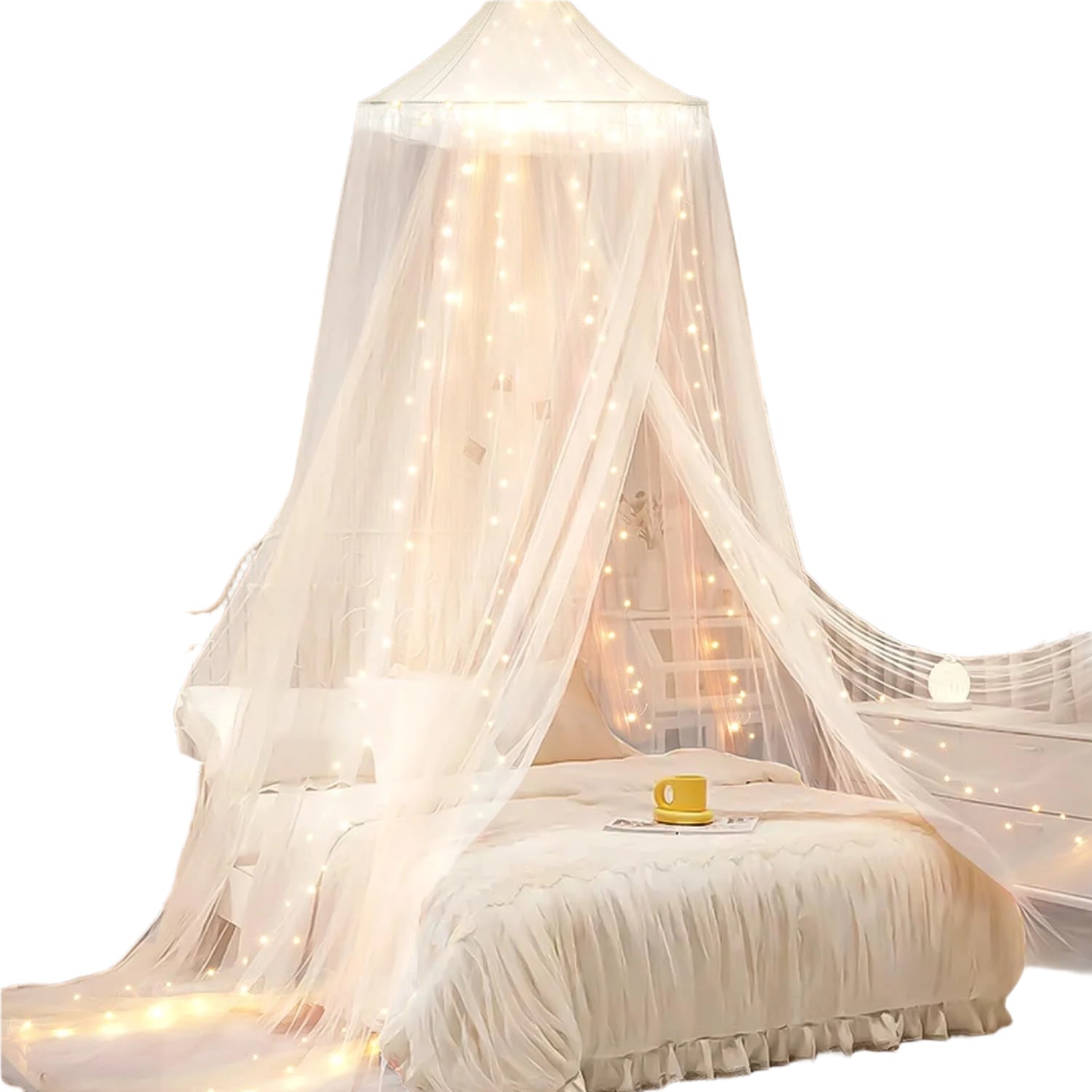 Bed Canopy with Lights, Bed Canopy for Girls Princess with Luminous Stars