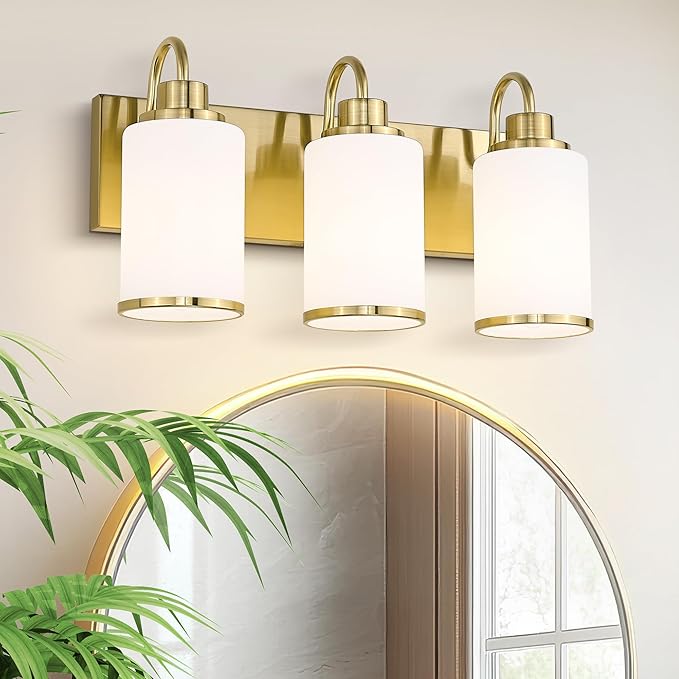 3-Light Bathroom Light Fixtures, Brushed Nickel Bathroom Light Fixtures Over Mirror