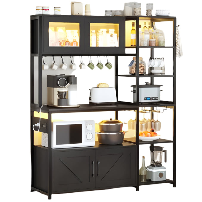 Bakers Rack with Power Outlet and LED Light