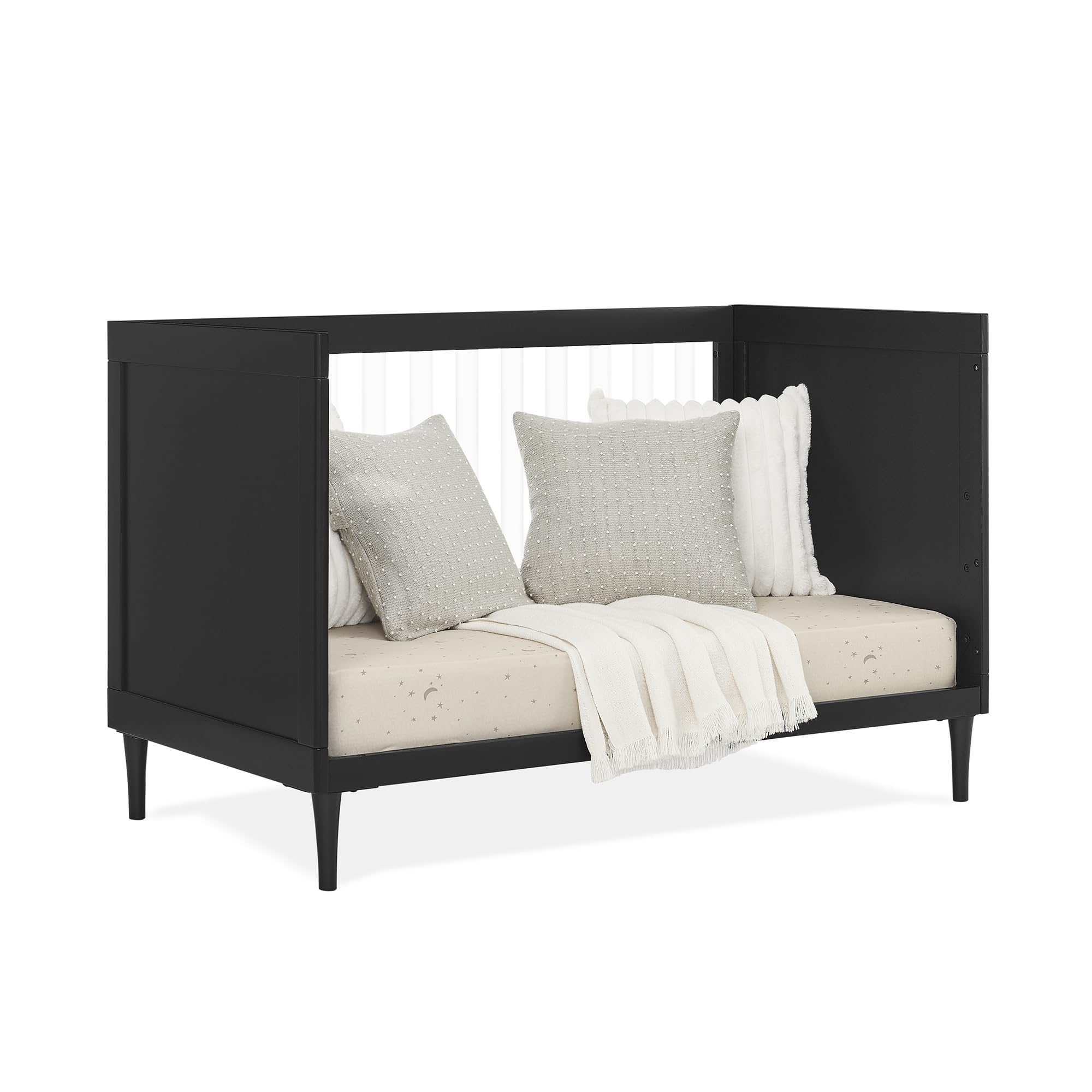 Bowie 4-in-1 Convertible Acrylic Crib - Greenguard Gold Certified, Black Ebony