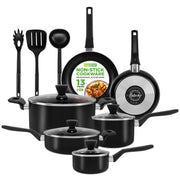 13-Piece Nonstick Cookware - Heat Resistant Kitchen Ware Set w/Saucepan, Frying Pans