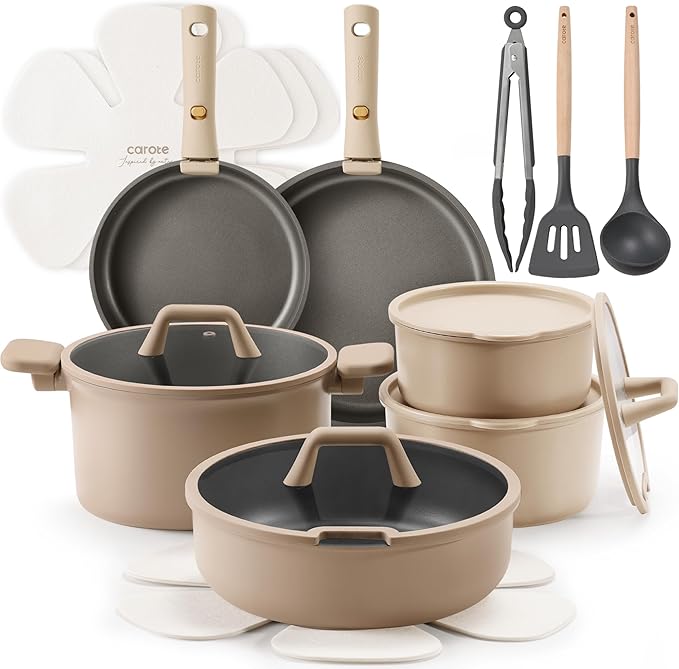 19pcs Pots and Pans Set, Nonstick Cookware Set Detachable Handle