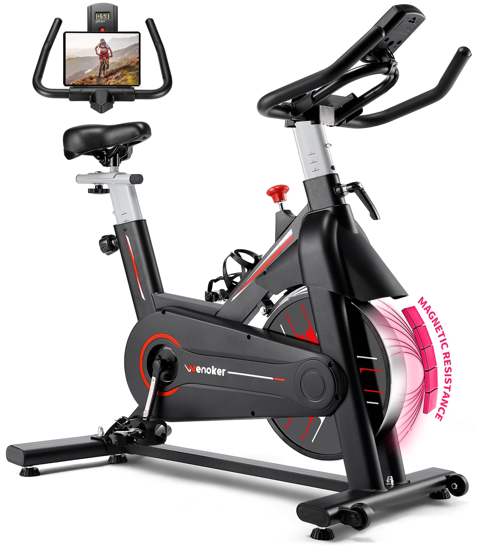 WENOKER Stationary Bike for Home, Indoor Bike with Whisper Quiet, Heavy