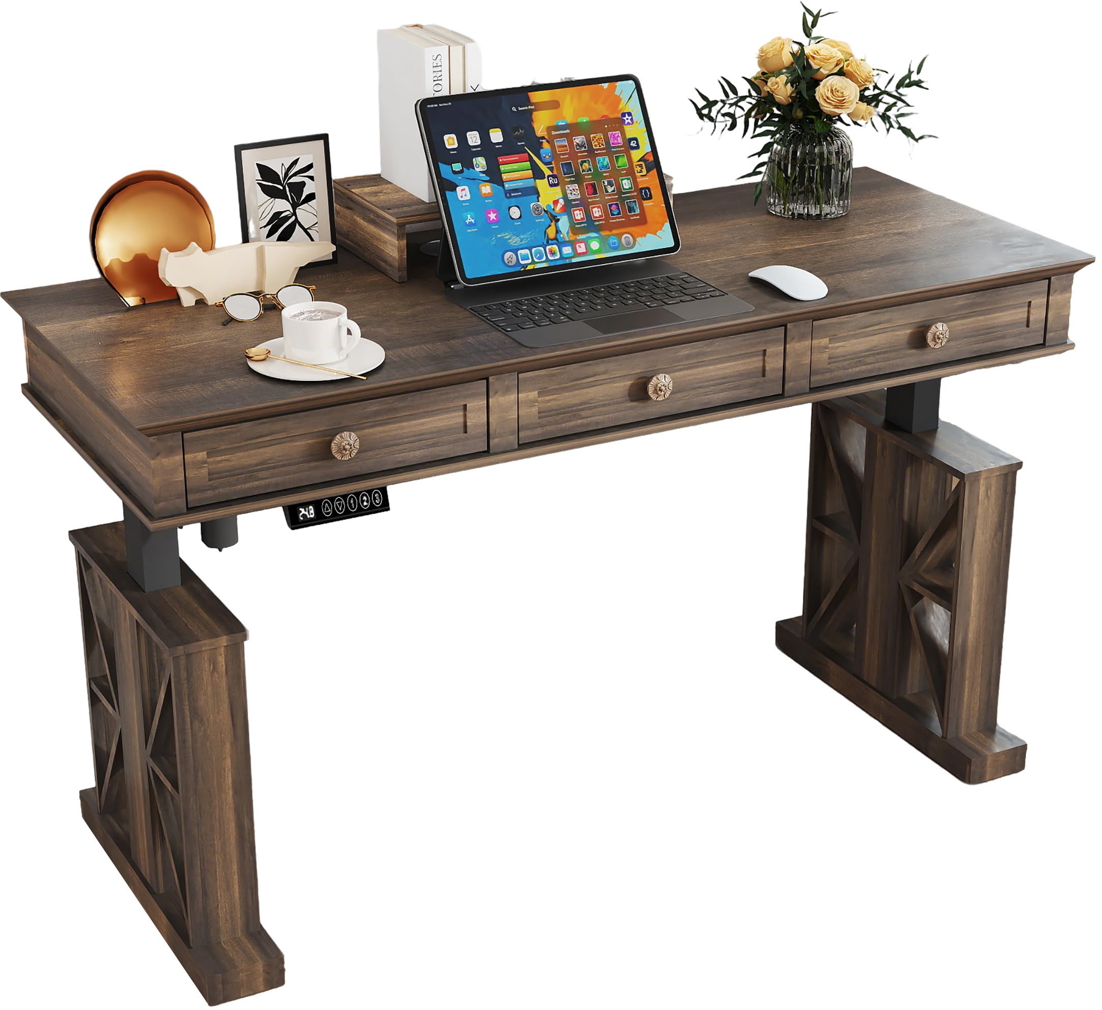Electric Standing Desk with Drawers, 51×20 Inch Adjustable Height, Stand Up Desk