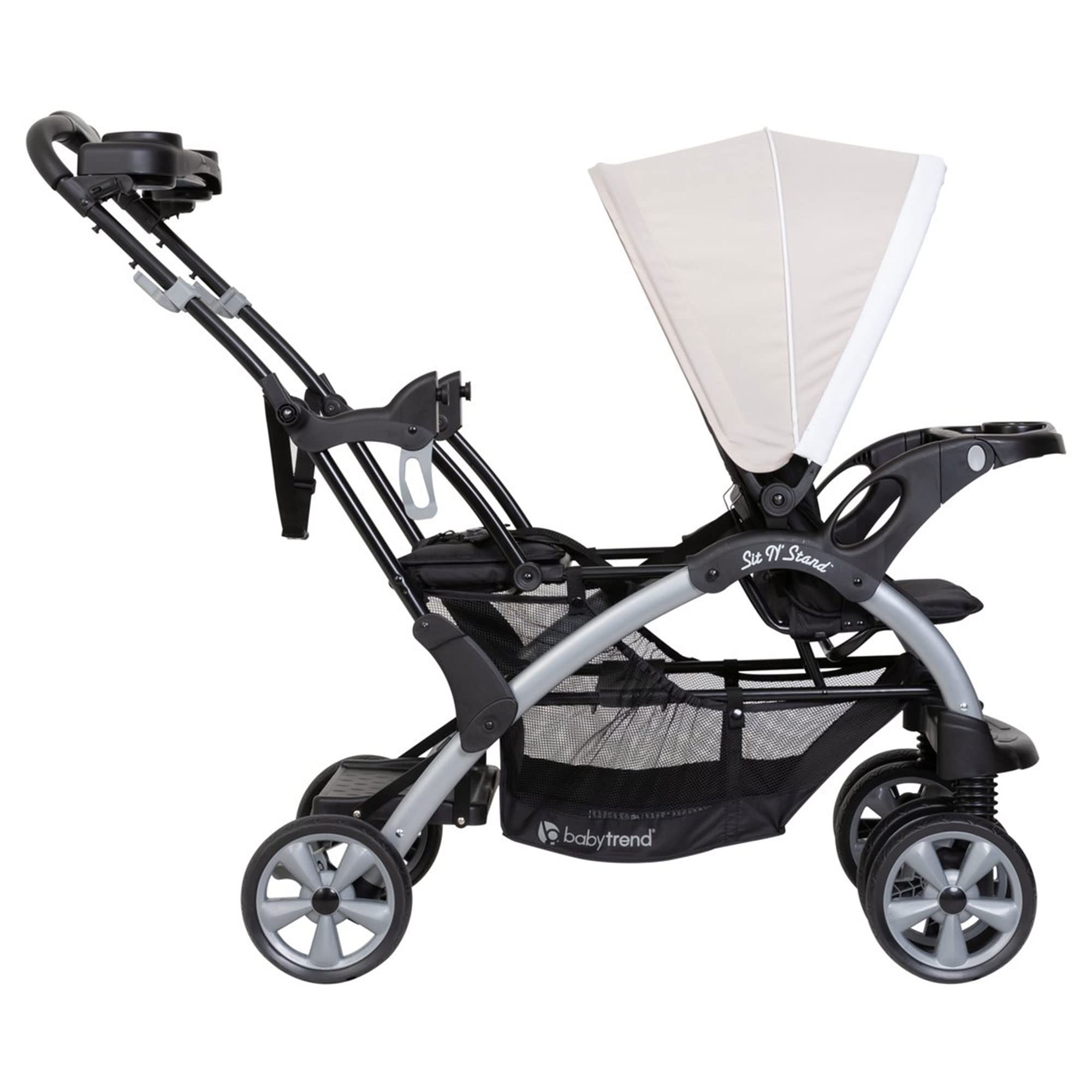 Infant and Toddler Stroller w/ Harness and Basket, Sit N' Stand, Khaki