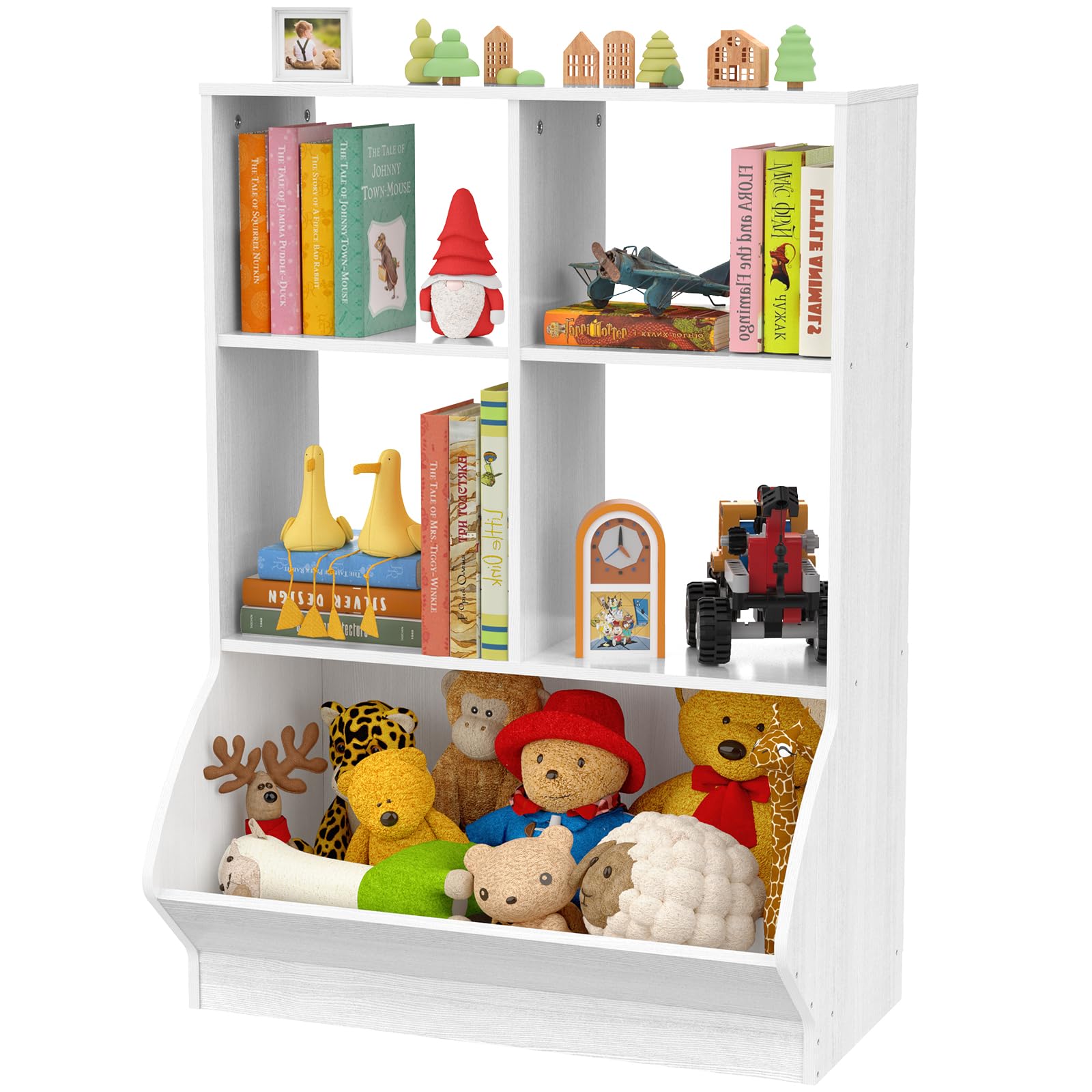 Toy Organizers and Storage, Toddler 5 Cube Kids Bookshelf and Toy Storage Cabinet