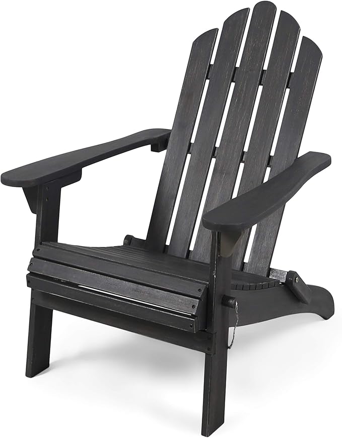 Cara Outdoor Foldable Acacia Wood Adirondack Chair, White Finish