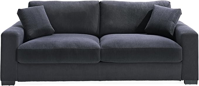 Luxe Corduroy Sofa with 2 Toss Pillows