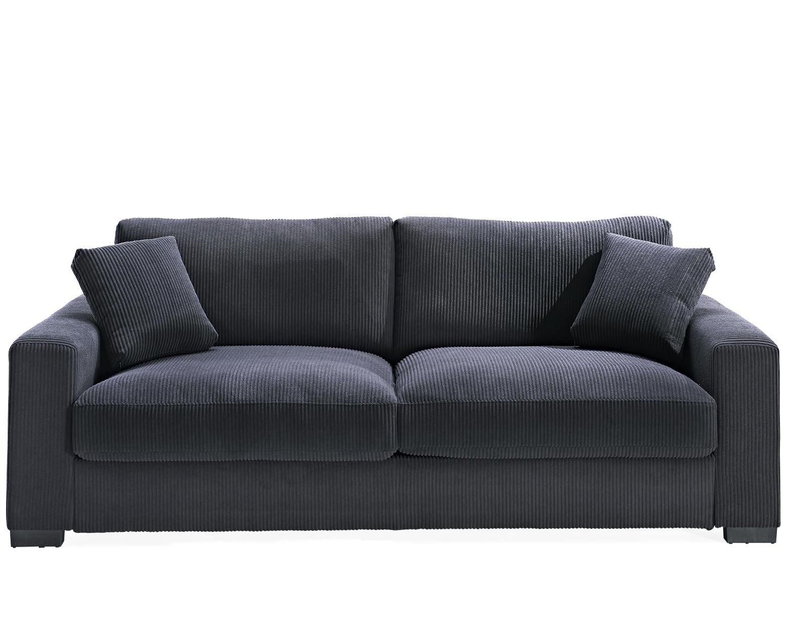 Luxe Corduroy Sofa with 2 Toss Pillows