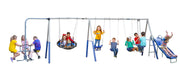 Plus - 8 User Metal Swing Set with 6' Water Slide and The Triple Fun-Go Round