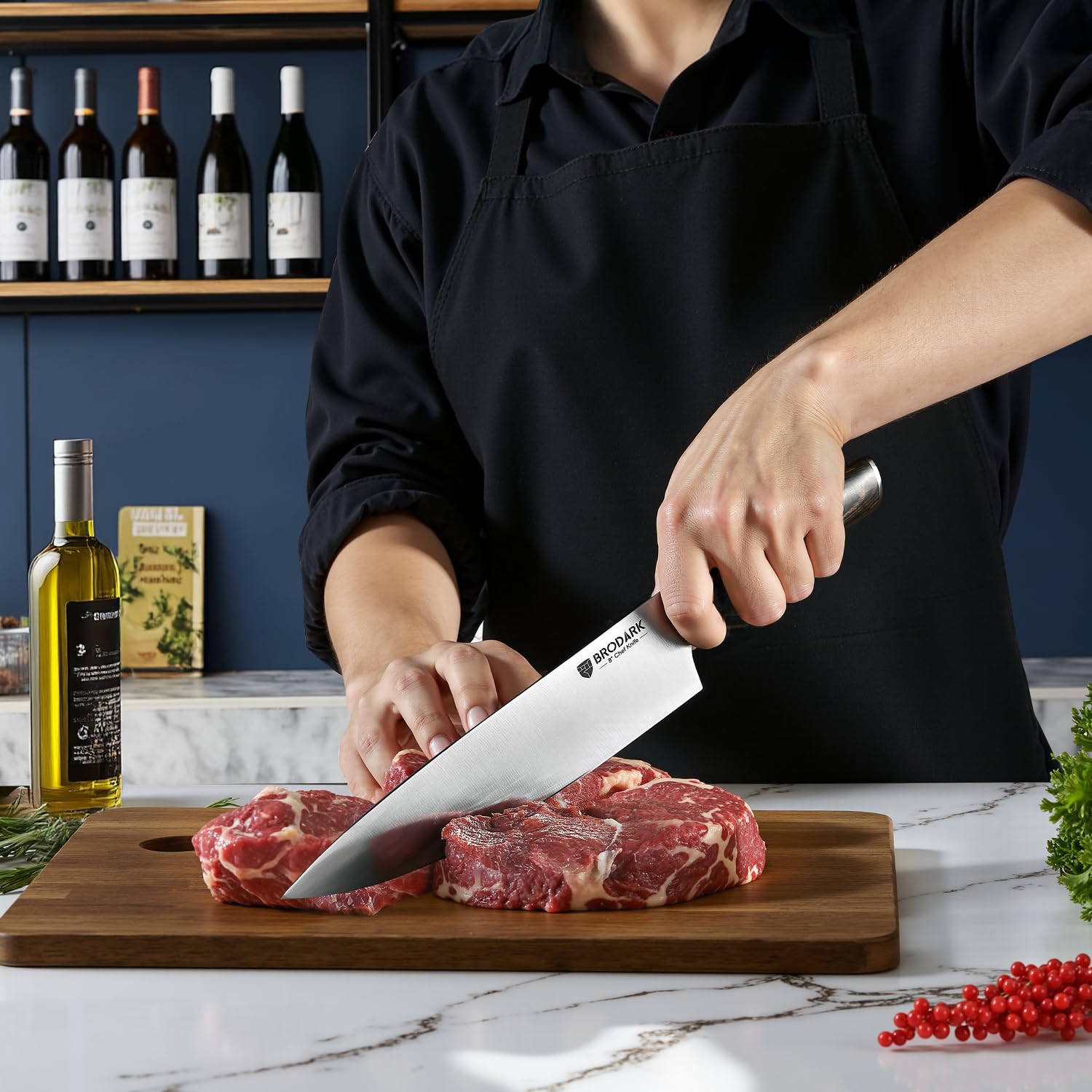 15 Piecs Knife Block Set: Ultra Sharp Kitchen Knife Set with Block and Sharpener