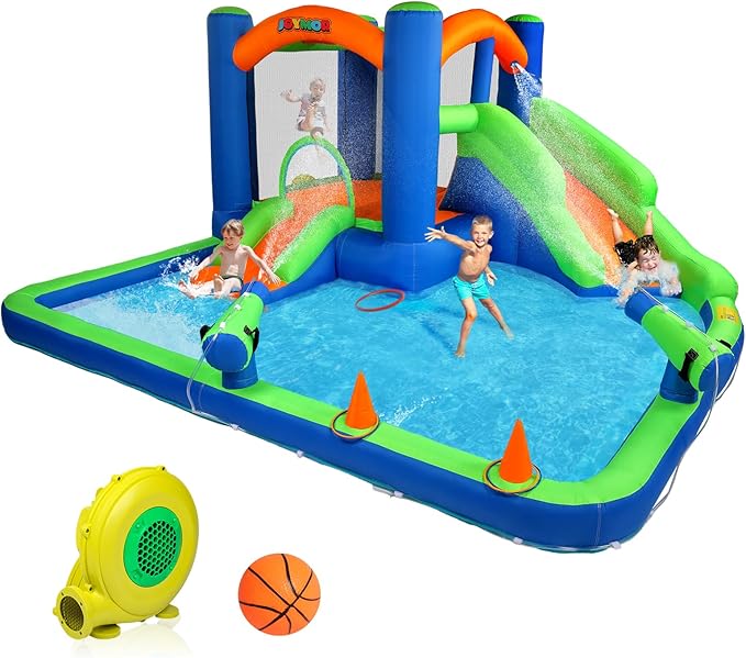 Inflatable Bounce House with Double Water Slide for Kids Toddler Age 3-10