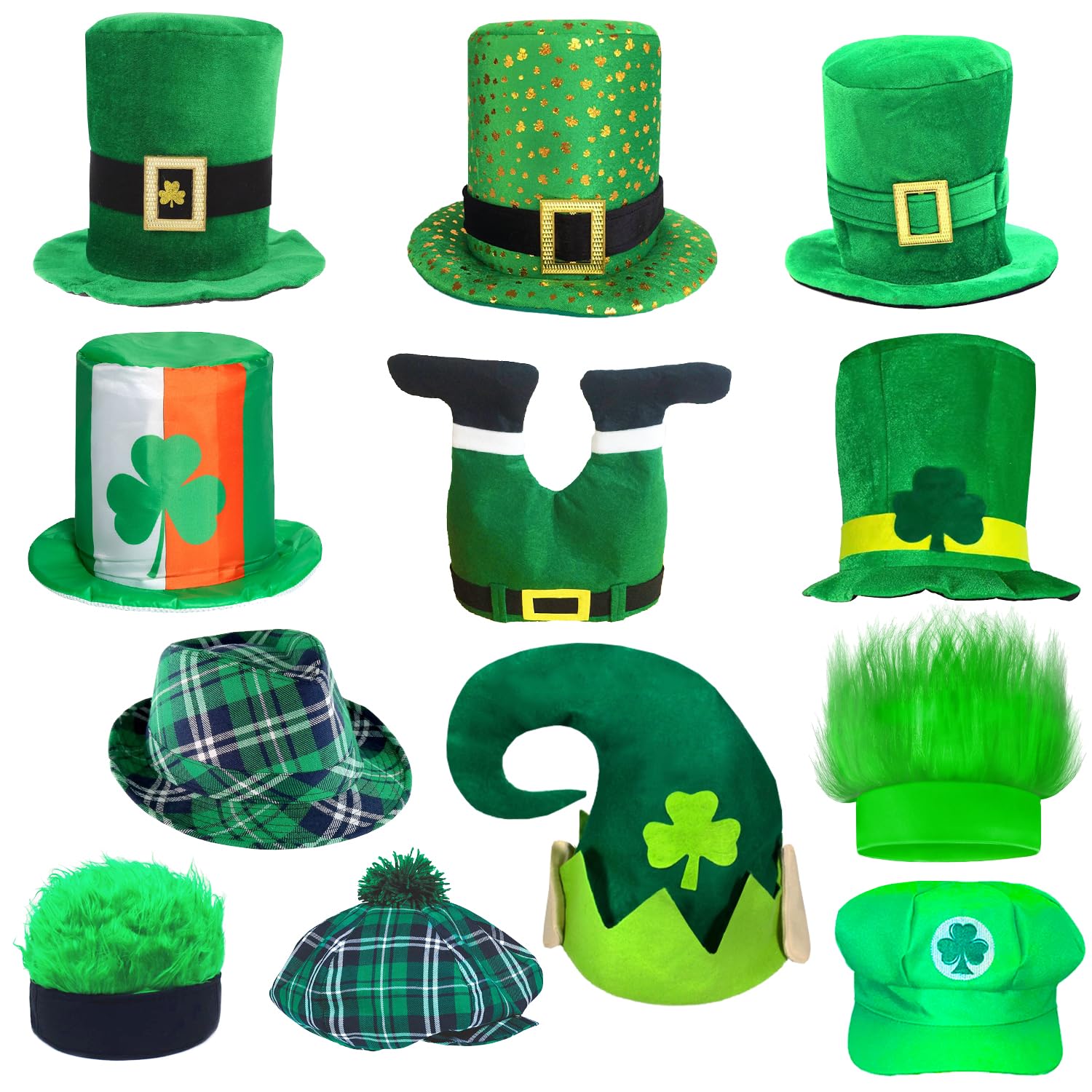 12pcs Bulk St. Patrick's Day Party Hats Funny Shamrock Hat St Patricks Day