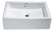 Deux Polished White Ceramic Rectangular Vessel Sink for Bathroom | Overflow Bulit