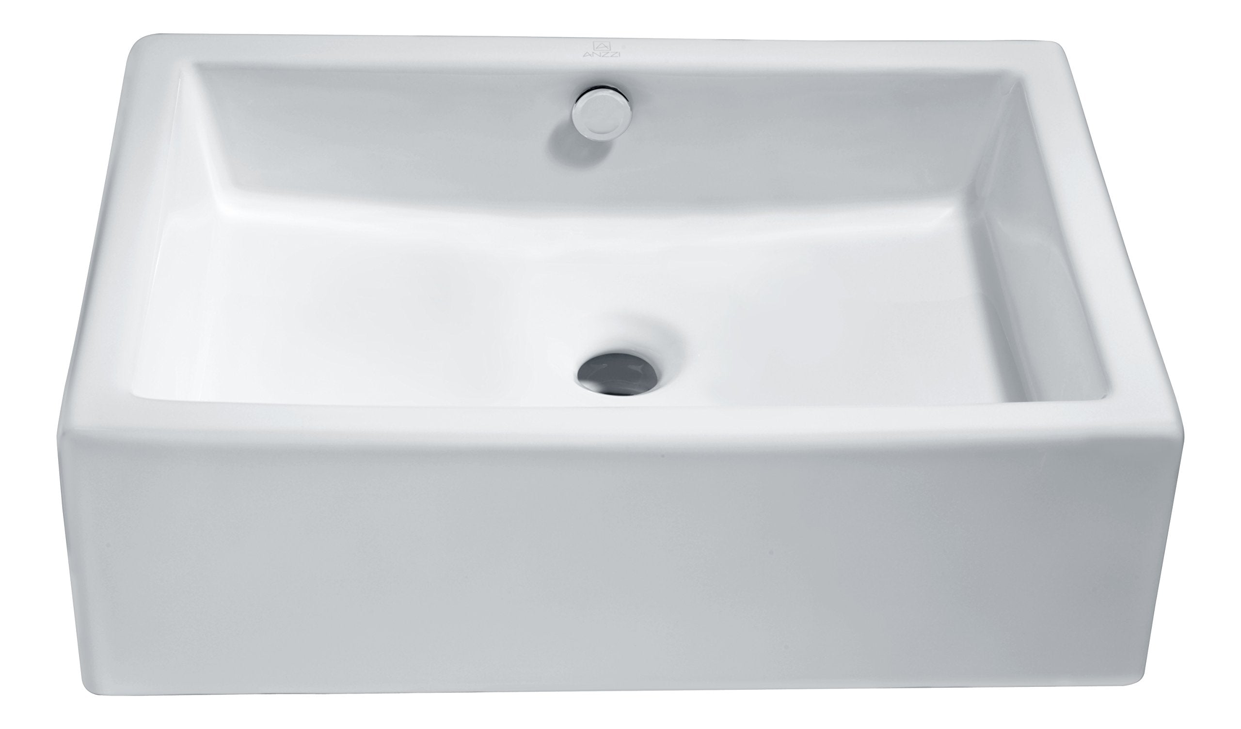 Deux Polished White Ceramic Rectangular Vessel Sink for Bathroom | Overflow Bulit