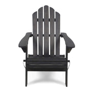 Cara Outdoor Foldable Acacia Wood Adirondack Chair, Dark Gray Finish