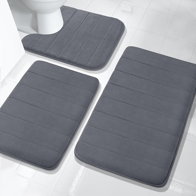 3 Pieces Memory Foam Bath Mat Sets