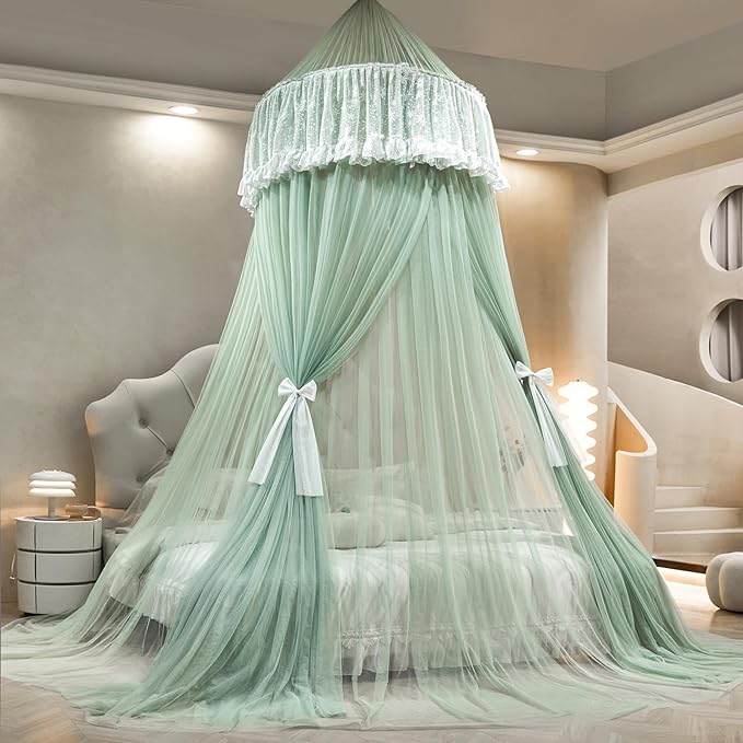 Princess Bed Canopy for Girls – Double Layer Sheer Mesh Dome