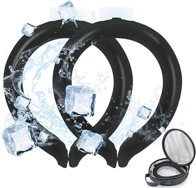 2PCS Neck Cooling Tube with Cold Insulated Bag,Reusable Ice Neck Ring Wearable Body
