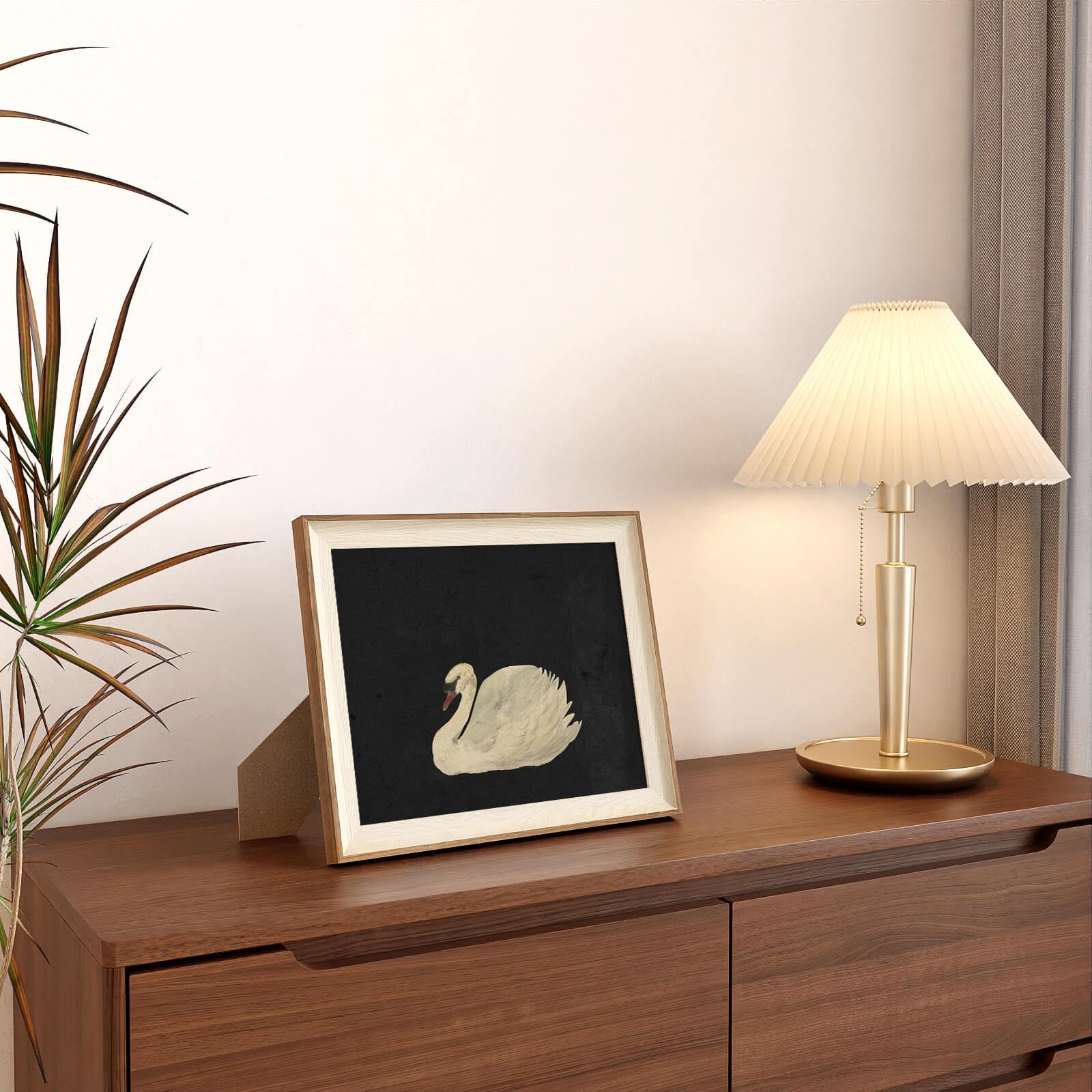Framed Wall Art for Living Room, Swan Art Canvas Prints, Vintage Home Decor