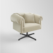 Swivel Velvet Armchair with Pillow, Modern Upholstered Accent Chair for Living Room