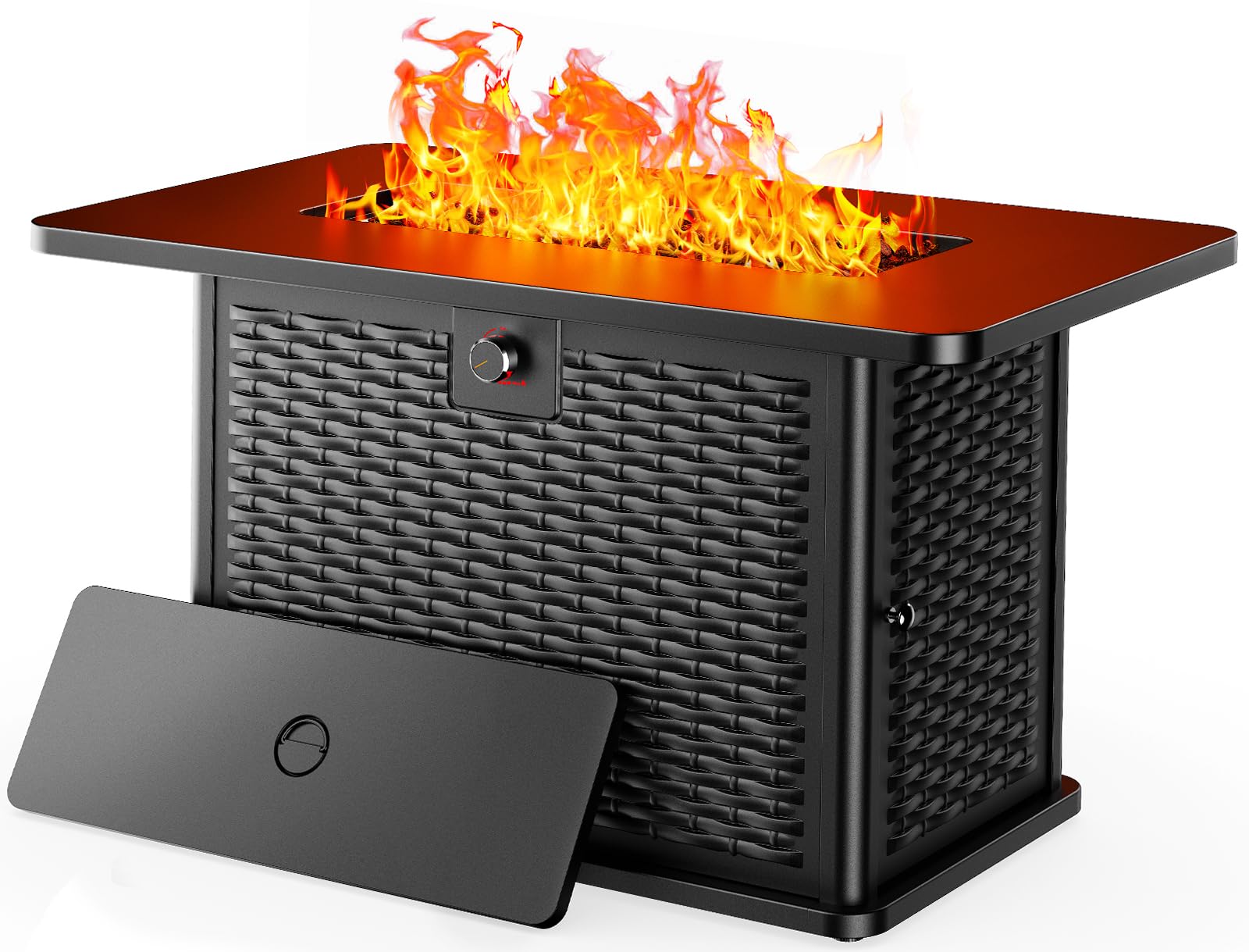 43 Inch Propane Fire Pit Table, 60,000 BTU Gas Fire Pit with Lava Rocks, Waterproof Cover