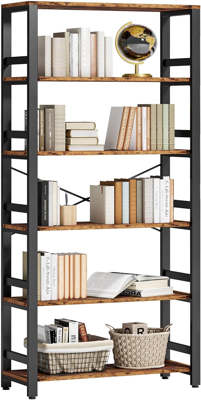 Bookshelf, 31.5in Wide Shelf 6 Tier Bookcase