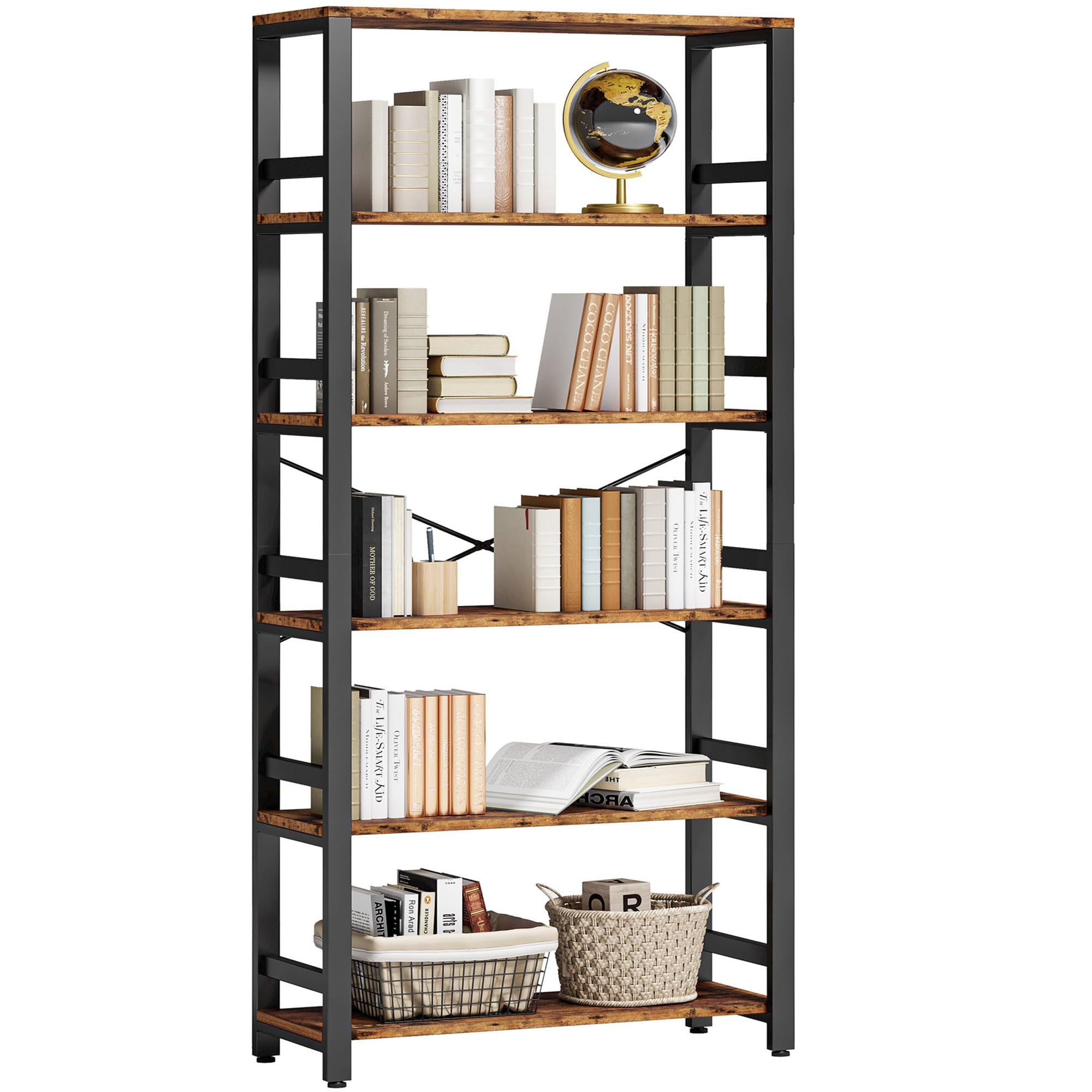 Bookshelf, 31.5in Wide Shelf 6 Tier Bookcase