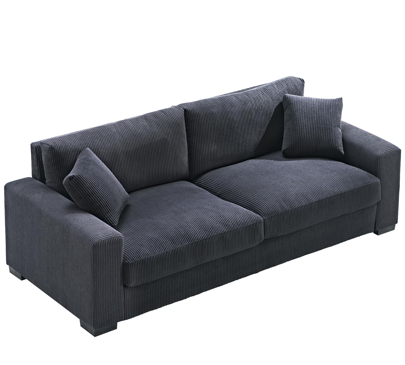 Luxe Corduroy Sofa with 2 Toss Pillows