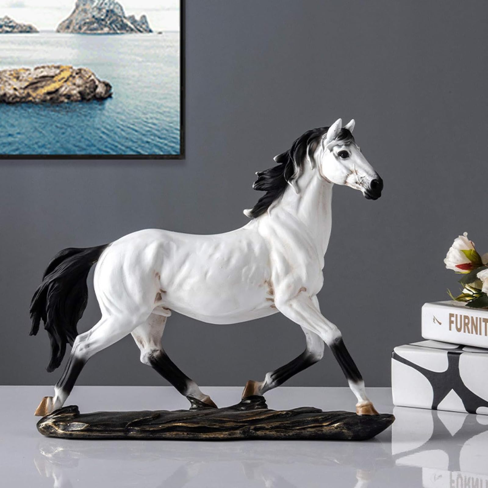 Horse Statues, Art Figurine Decorative Sculpture,Resin Horse Art Figurine Standing