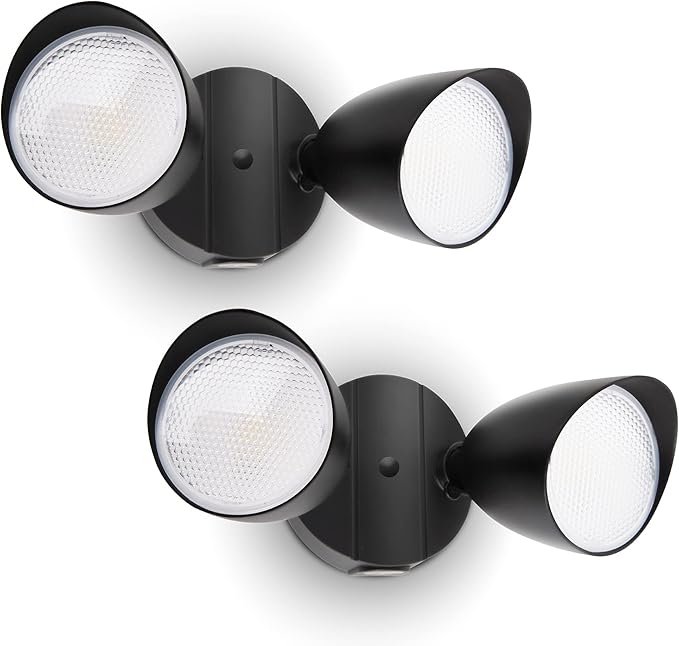 2-Packs 2500 Lumen 32 Watt 28 LED Dual-Head Floodlight Outdoor, Full Metal Design