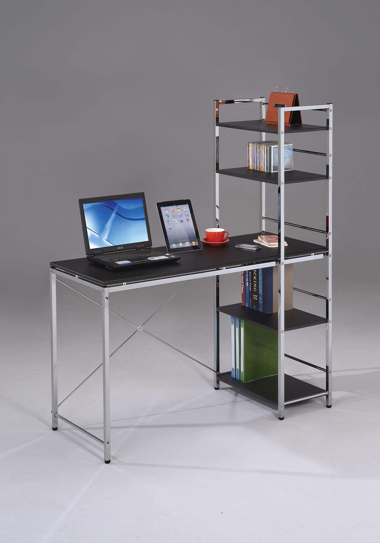 Black and Chrome Computer Desk,Small Desks