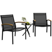 3 Pieces Patio Bistro Sets, Outdoor Textilene Fabric Conversation Bistro Set