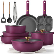 19pcs Pots and Pans Set, Nonstick Cookware Set Detachable Handle