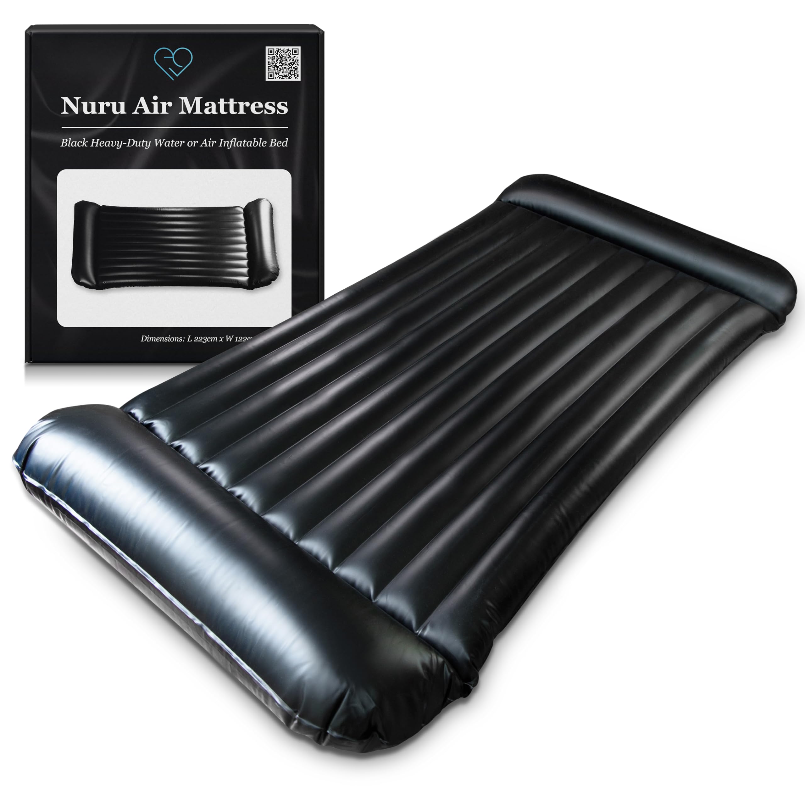 Inflatable Nuru Massage Air Mattress | Black Durable PVC Waterproof | 88'' x 48'' x 6''