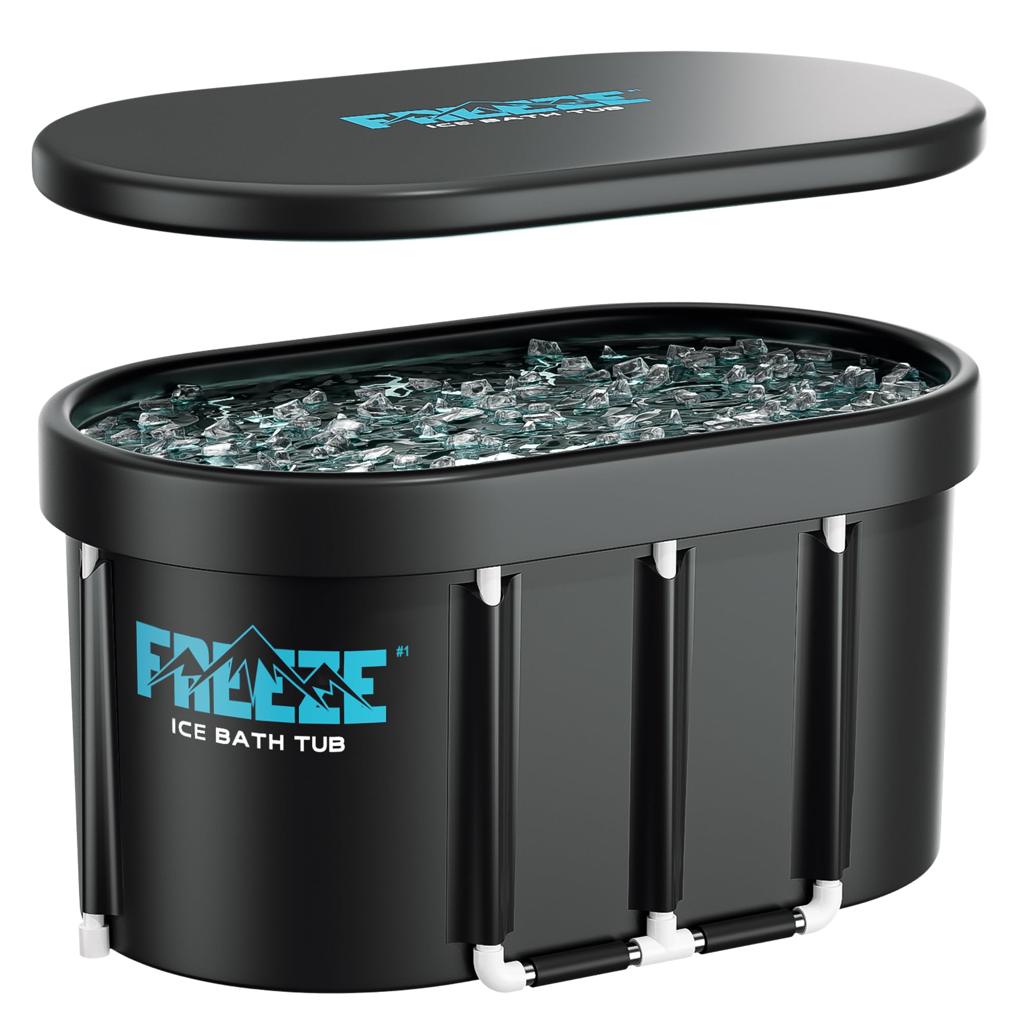 Upgraded XL 129 Gal Oval Ice Bath Tub with Cover