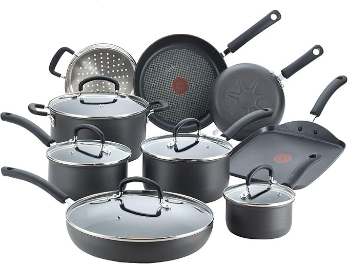 Ultimate Hard Anodized Nonstick Cookware Set 17 Piece, Oven Broiler Safe 400F