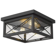12 Inch Ceiling Light Fixture, 2-Light Flush Mount Ceiling Light in Black Finish, 0387B-CL B