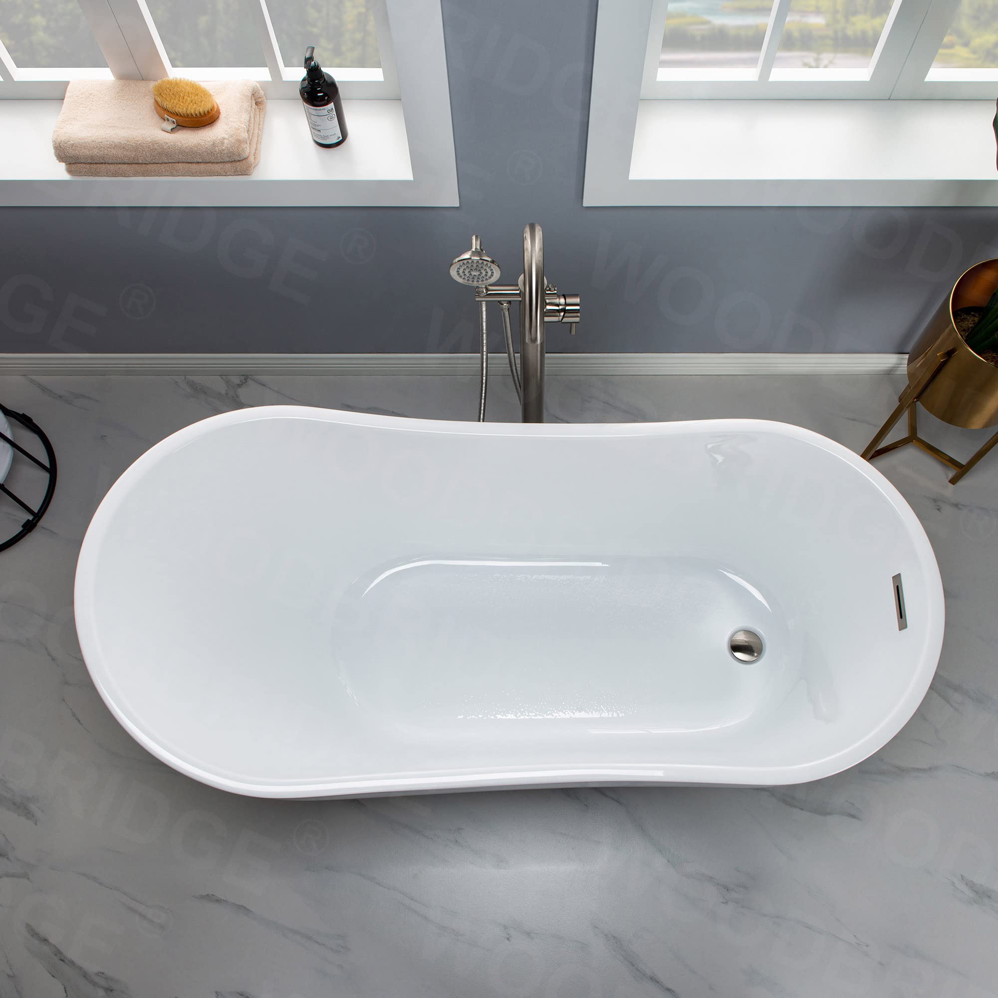 59" Acrylic Freestanding Bathtub Contemporary Soaking White Tub