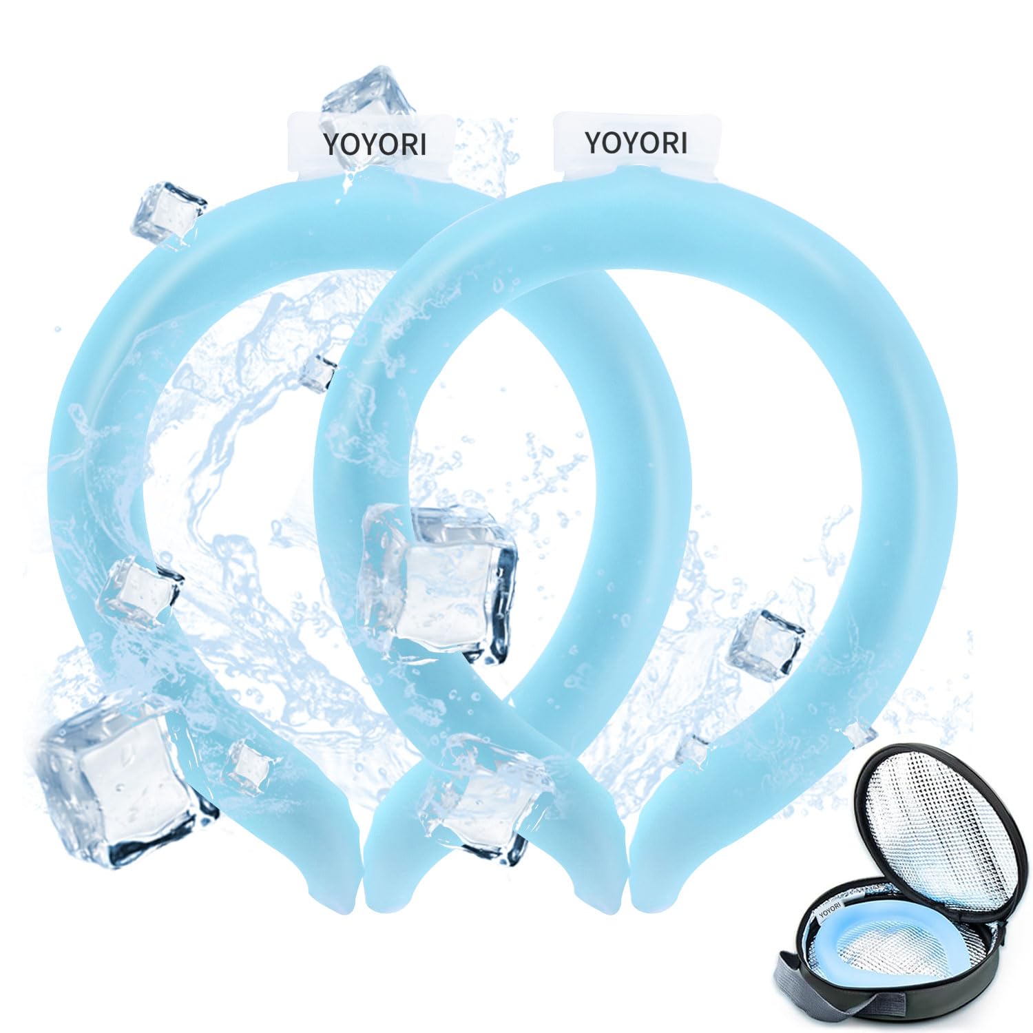 2PCS Neck Cooling Tube with Cold Insulated Bag,Reusable Ice Neck Ring Wearable Body