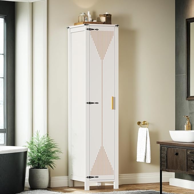 Kitchen Pantry Storage Cabinet, Tall Modern Food Buffet Cabinets with Drawer