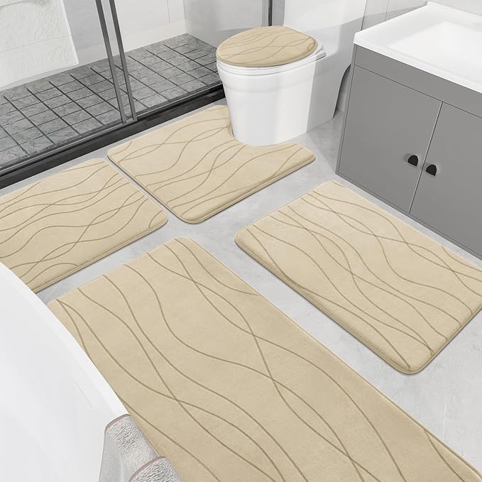 Memory Foam Bathroom Rug Sets 3 Piece