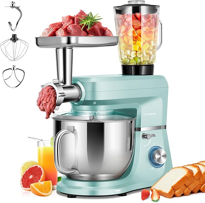 6 in 1 Multifunctional Stand Mixer with 8.5 Quart Stainless Steel Bowl