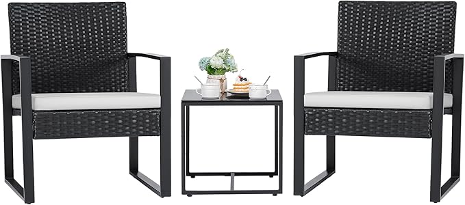 3 Pieces Patio Set Outdoor Wicker Furniture Sets Modern Rattan Chair,Outdoor Seating