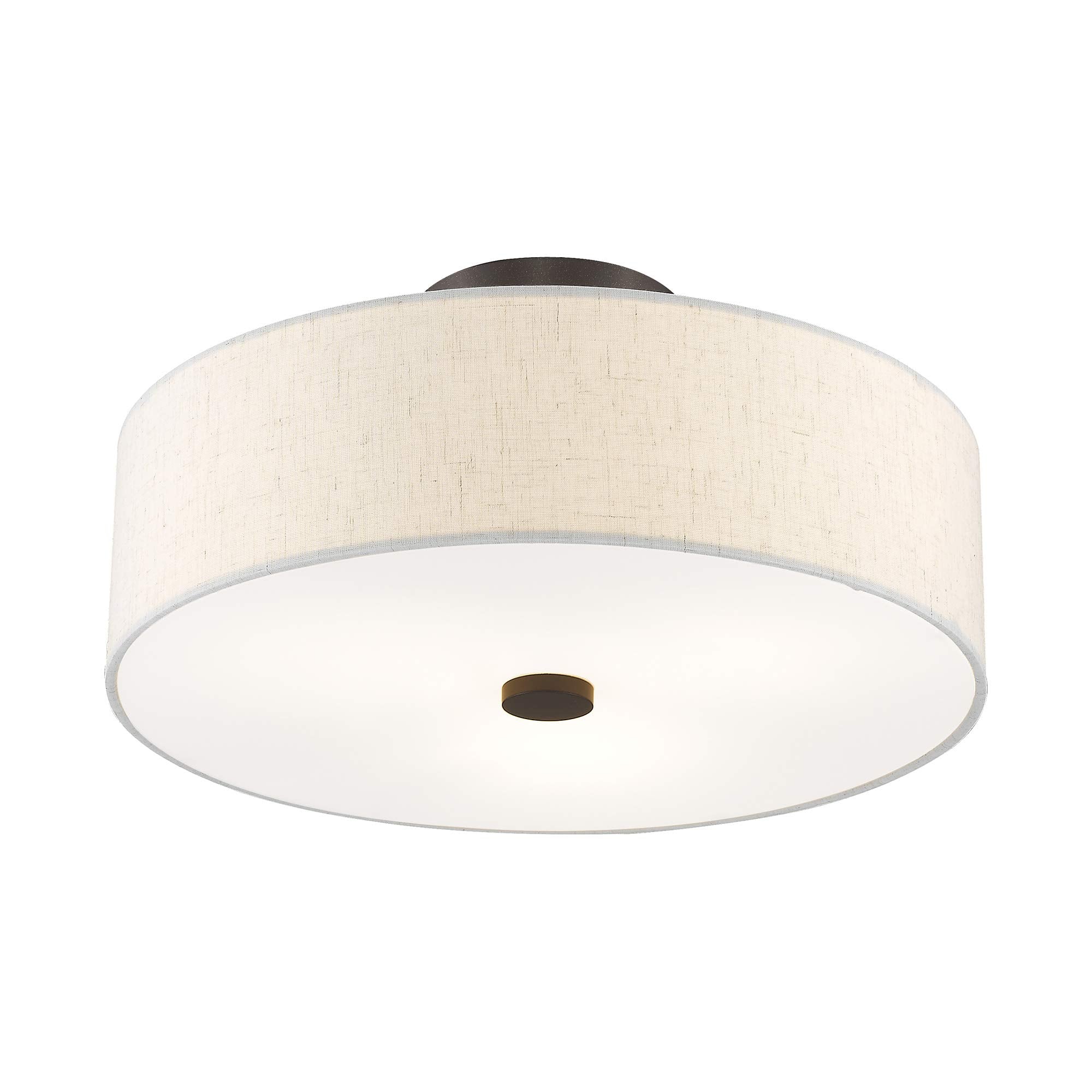 Meridian Collection 3-Light Semi Flush Mount Ceiling Fixture with Oatmeal Color