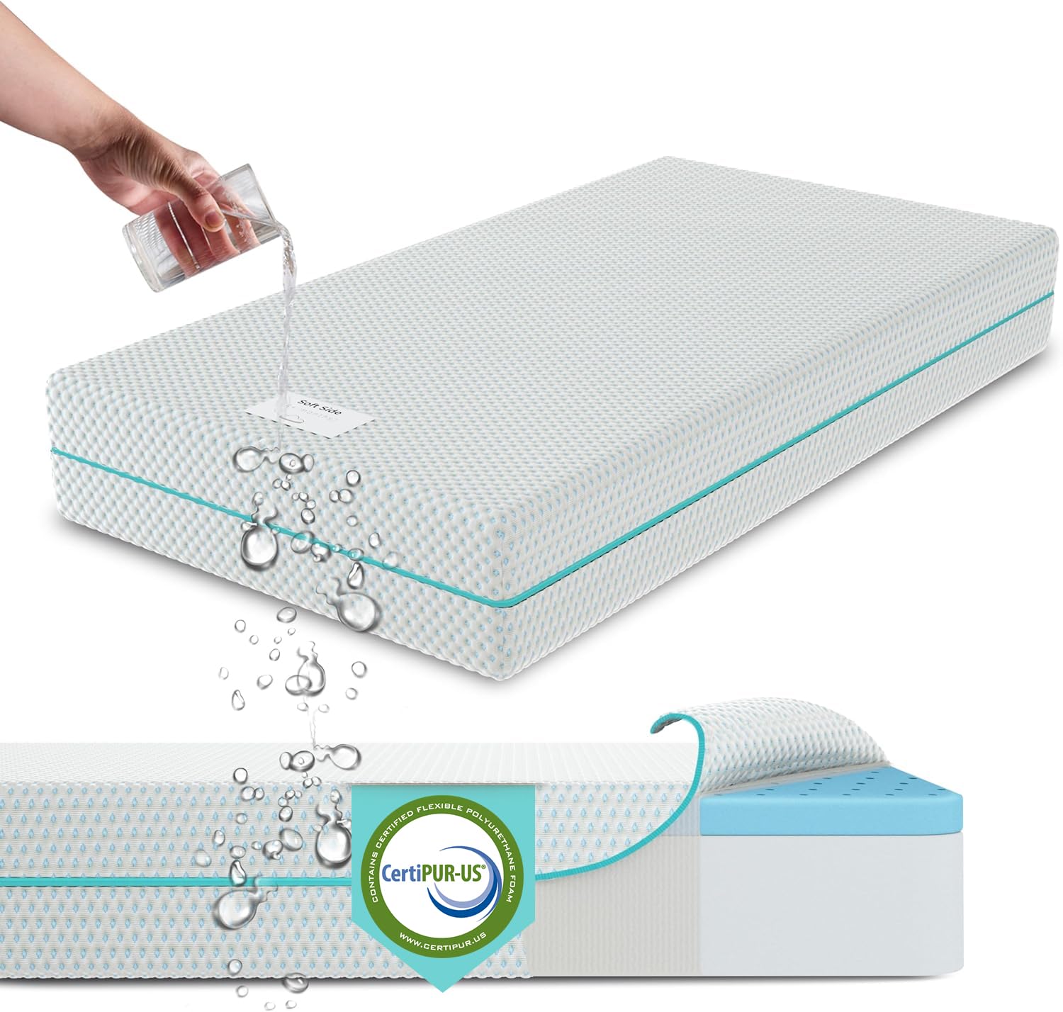 5.5” Crib & Toddler Bed Mattress Dual Sided Cooling Memory Foam – Waterproof Washable